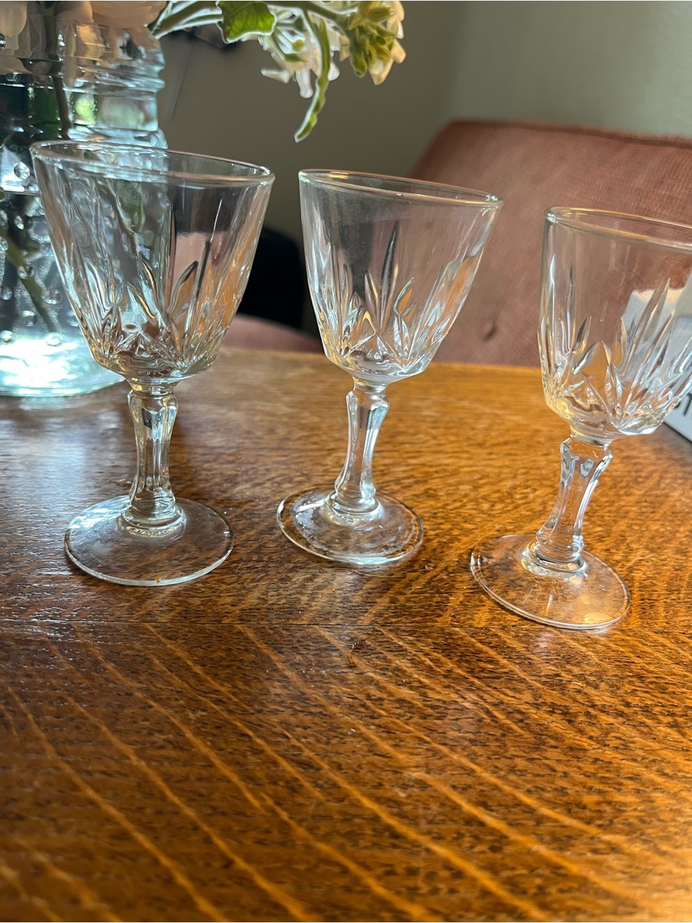 Set of 3 Cristal D Arques Palmes Cordial Glasses France